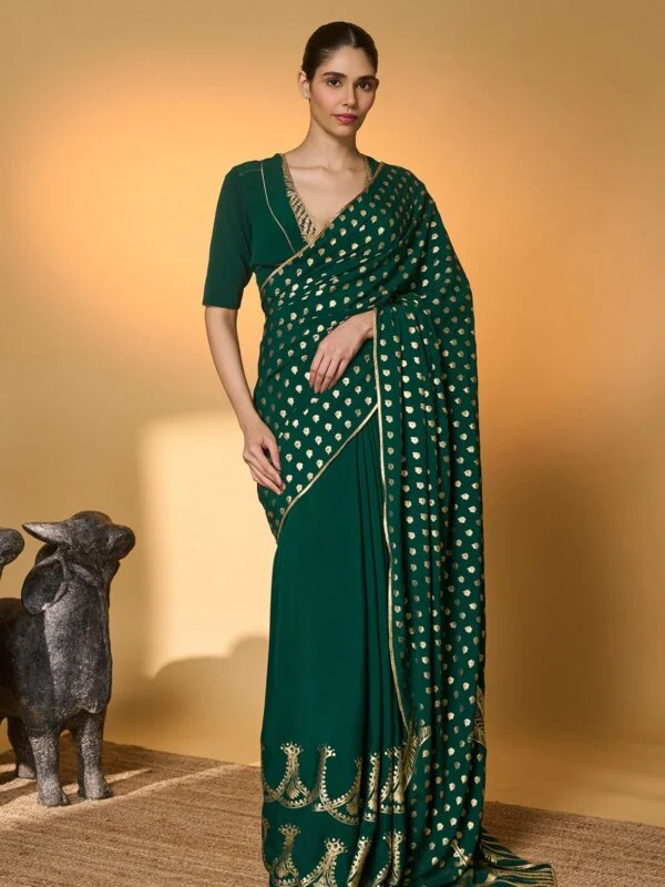 Emerald Green Palm Tree Saree